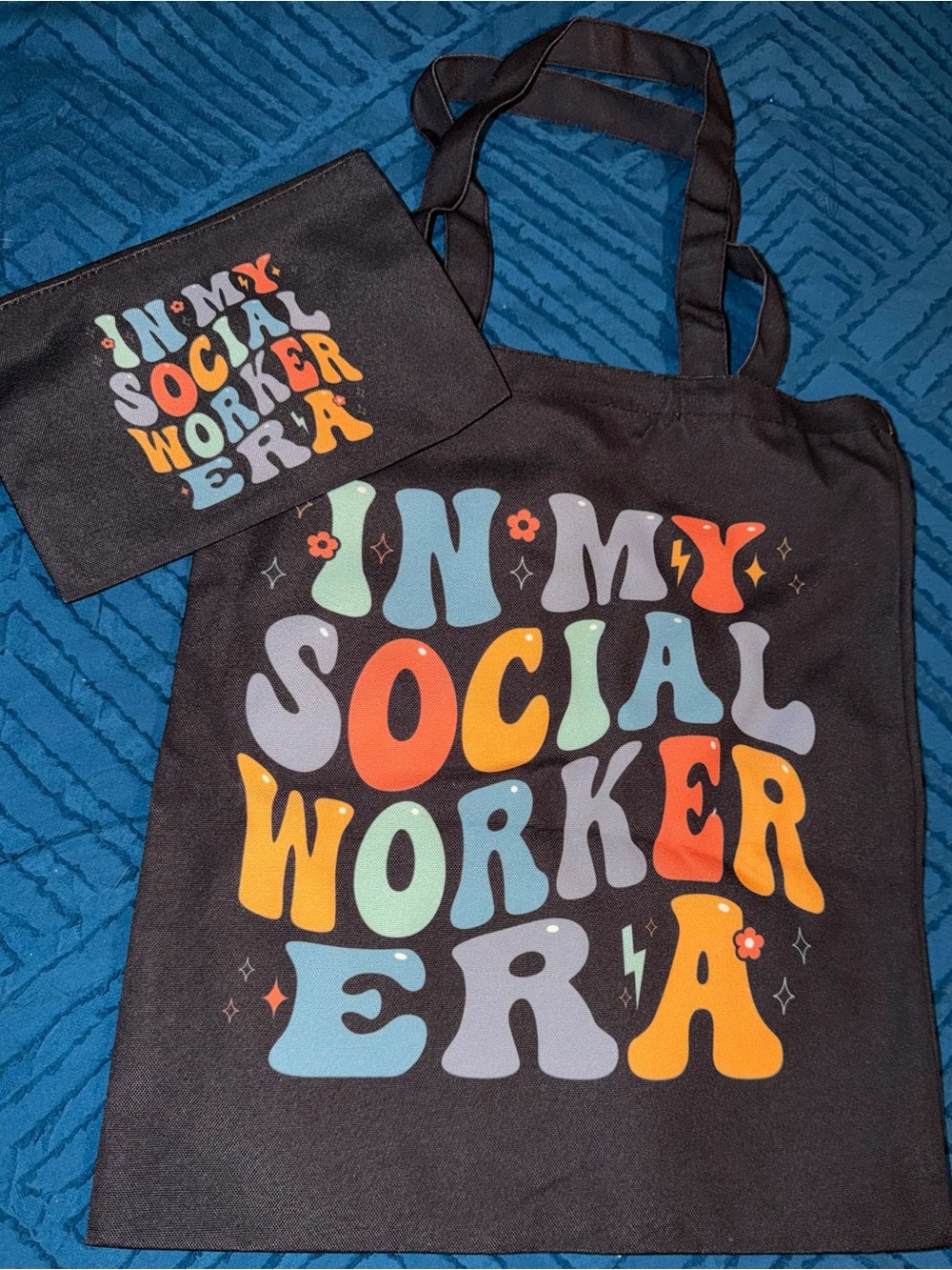 Black 'In My Social Worker Era' Graphic Tote Bag